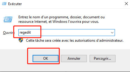 Exécuter regedit